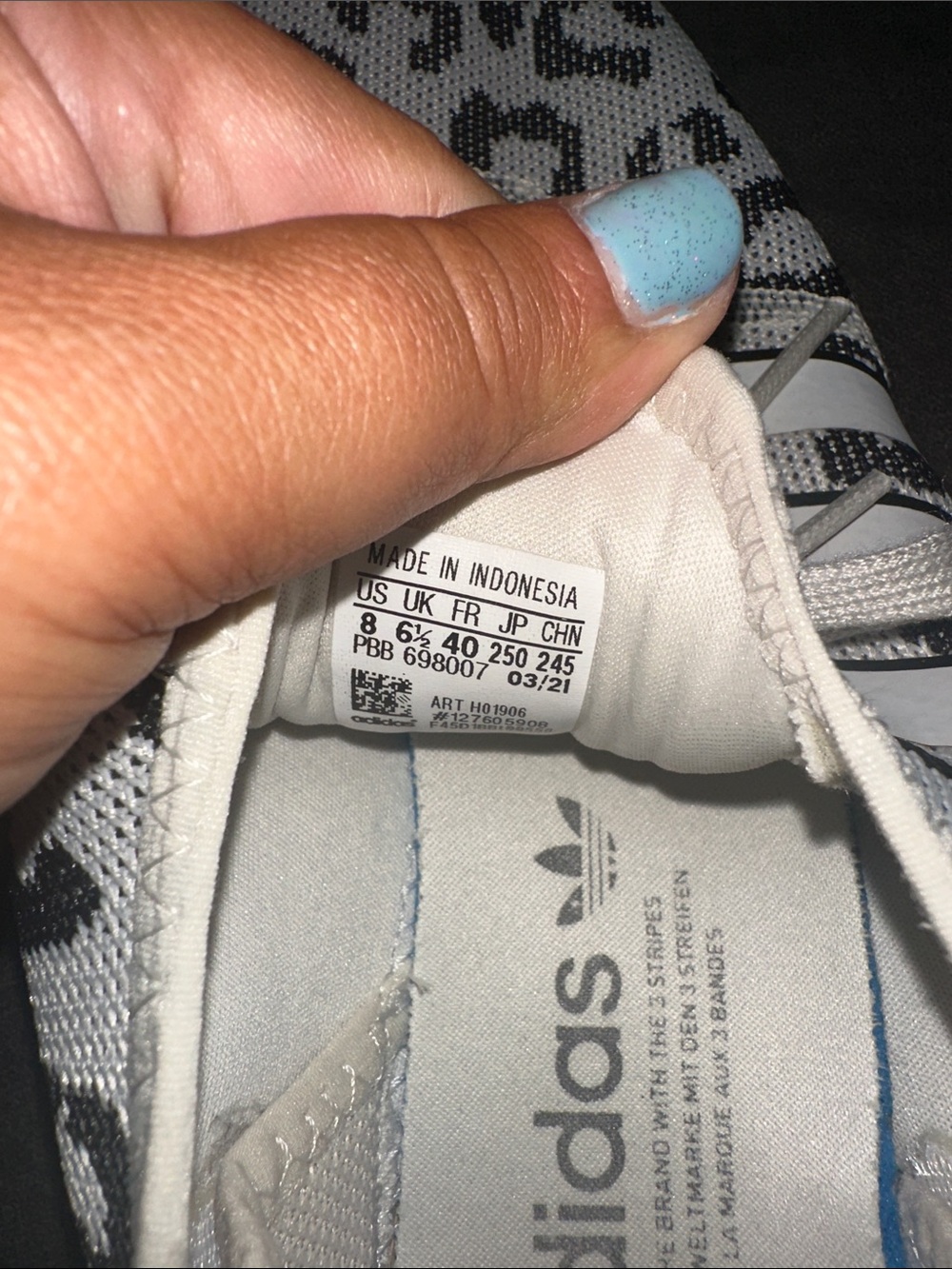 adidas White & Black Leopard Knit Sneakers - Picture 7 of 8